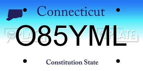 O85YML Connecticut License Plate