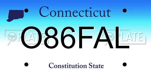 O86FAL Connecticut License Plate
