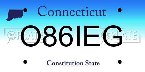 O86IEG Connecticut License Plate