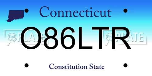 O86LTR Connecticut License Plate