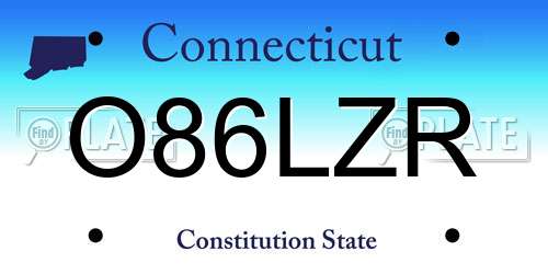 O86LZR Connecticut License Plate