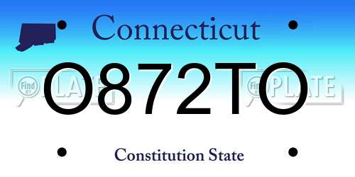 O872TO Connecticut License Plate