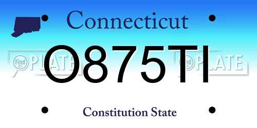 O875TI Connecticut License Plate