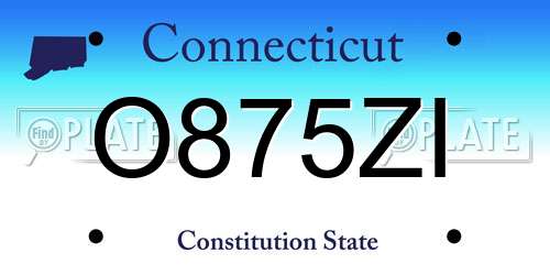 O875ZI Connecticut License Plate