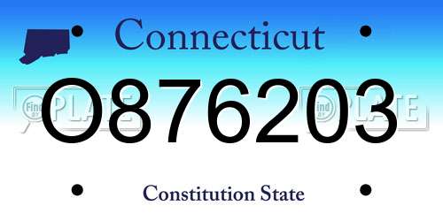 O876203 Connecticut License Plate