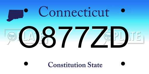 O877ZD Connecticut License Plate