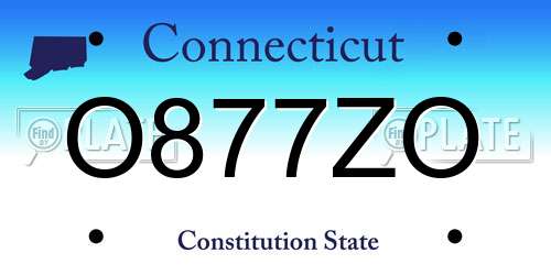 O877ZO Connecticut License Plate