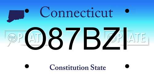 O87BZI Connecticut License Plate