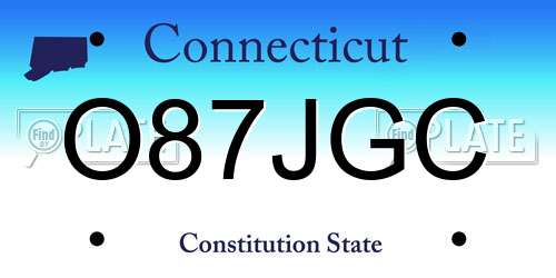 O87JGC Connecticut License Plate