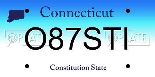 O87STI Connecticut License Plate