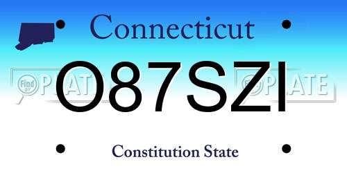O87SZI Connecticut License Plate