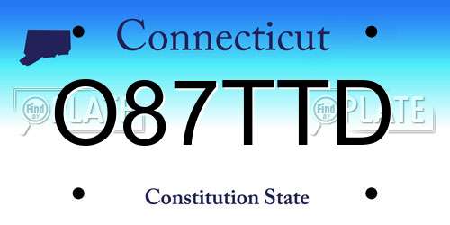 O87TTD Connecticut License Plate
