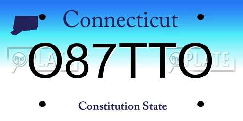 O87TTO Connecticut License Plate