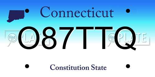 O87TTQ Connecticut License Plate