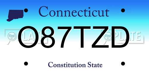 O87TZD Connecticut License Plate
