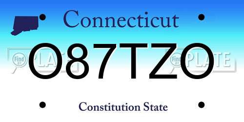 O87TZO Connecticut License Plate