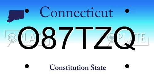 O87TZQ Connecticut License Plate