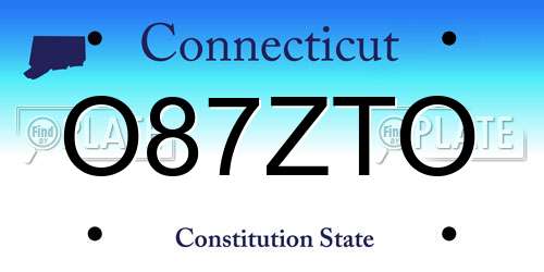 O87ZTO Connecticut License Plate