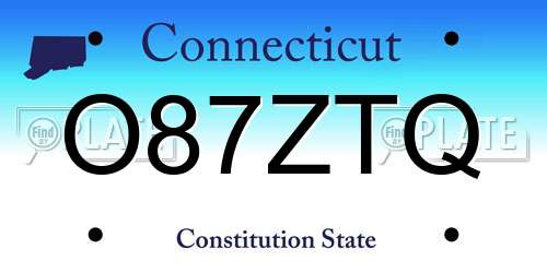 O87ZTQ Connecticut License Plate