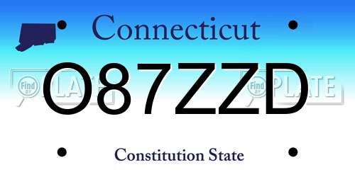 O87ZZD Connecticut License Plate