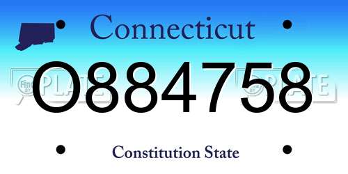 O884758 Connecticut License Plate