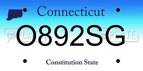 O892SG Connecticut License Plate
