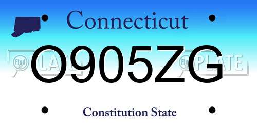 O905ZG Connecticut License Plate