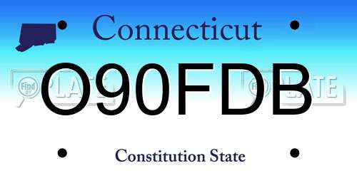 O90FDB Connecticut License Plate