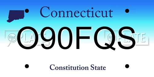 O90FQS Connecticut License Plate