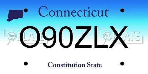 O90ZLX Connecticut License Plate