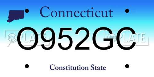 O952GC Connecticut License Plate
