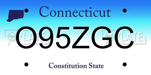 O95ZGC Connecticut License Plate