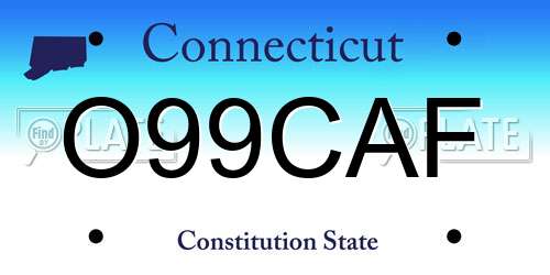 O99CAF Connecticut License Plate