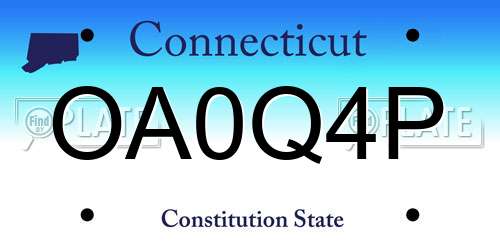 OA0Q4P Connecticut License Plate