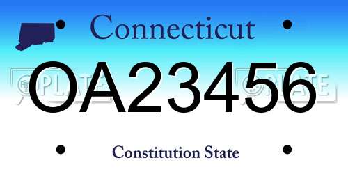 OA23456 Connecticut License Plate
