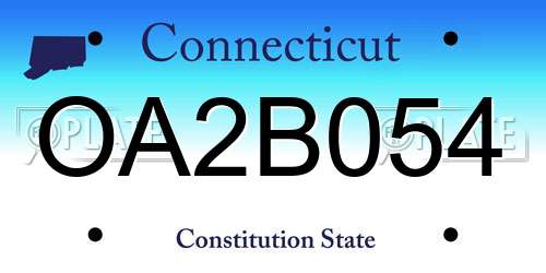 OA2B054 Connecticut License Plate