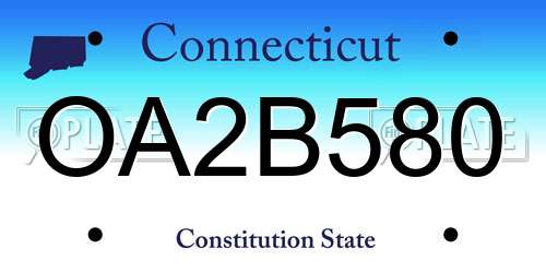 OA2B580 Connecticut License Plate
