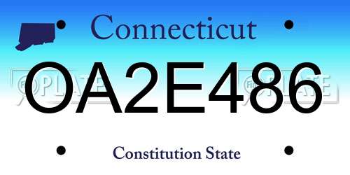 OA2E486 Connecticut License Plate