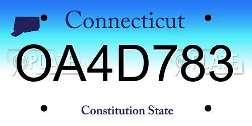 OA4D783 Connecticut License Plate