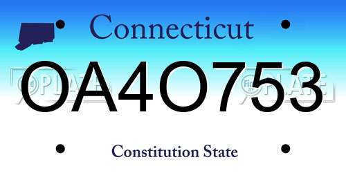 OA4O753 Connecticut License Plate