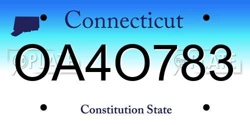 OA4O783 Connecticut License Plate