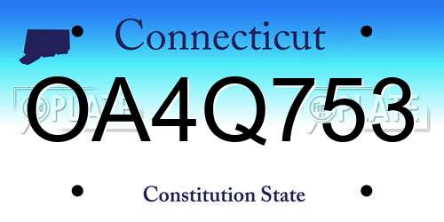 OA4Q753 Connecticut License Plate