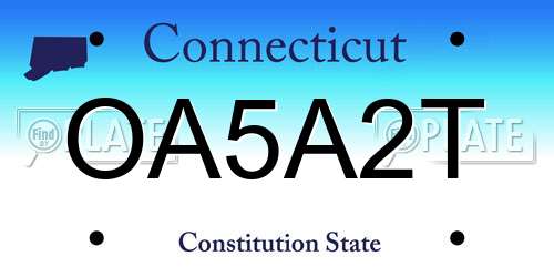OA5A2T Connecticut License Plate