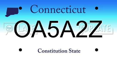 OA5A2Z Connecticut License Plate