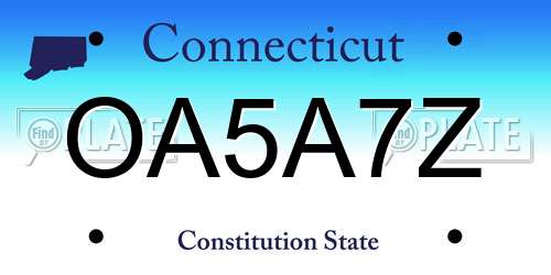 OA5A7Z Connecticut License Plate