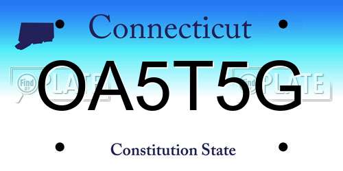 OA5T5G Connecticut License Plate