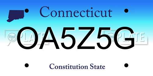 OA5Z5G Connecticut License Plate