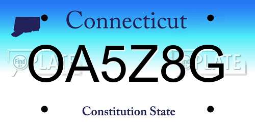 OA5Z8G Connecticut License Plate