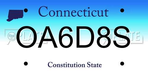 OA6D8S Connecticut License Plate