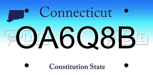 OA6Q8B Connecticut License Plate